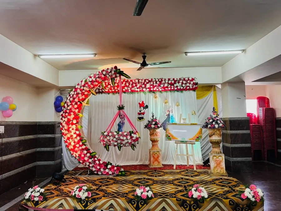 Moon cradle Naming ceremony decoration in Hyderabad
